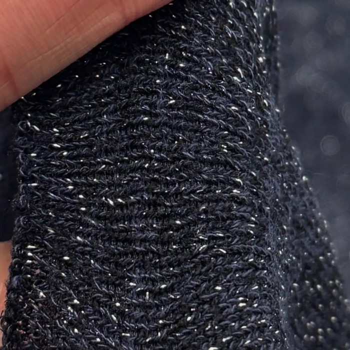 Tissu Maille Polyester Bleu Marine Uni Lurex- Coupon 300cm x150cm