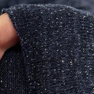 Tissu Maille Polyester Bleu Marine Uni Lurex- Coupon 300cm x150cm