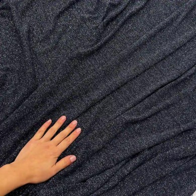 Tissu Maille Polyester Bleu Marine Uni Lurex- Coupon 300cm x150cm