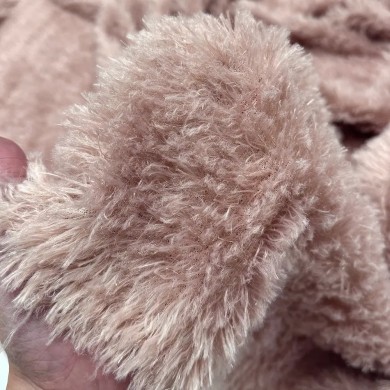 Tissu Polyester Doudou Rose Taupe Uni - Coupon 200cm x200cm