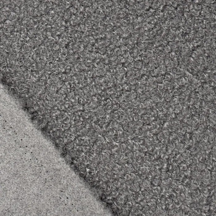 Tissu Polyester Fausse Fourrure Mouton Gris Clair Uni - Coupon 300cm x 145cm