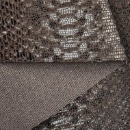 Tissu Toile Coton Polyester Brun Taupe Imitation Reptile - Coupon 300cm x 140cm