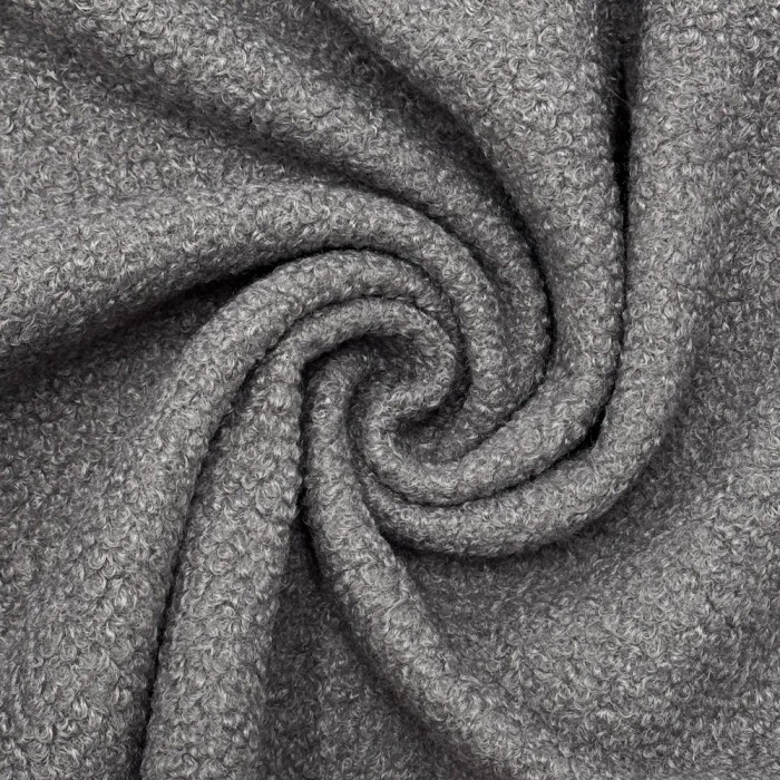 Tissu Polyester Fausse Fourrure Mouton Gris Clair Uni - Coupon 200cm x 145cm