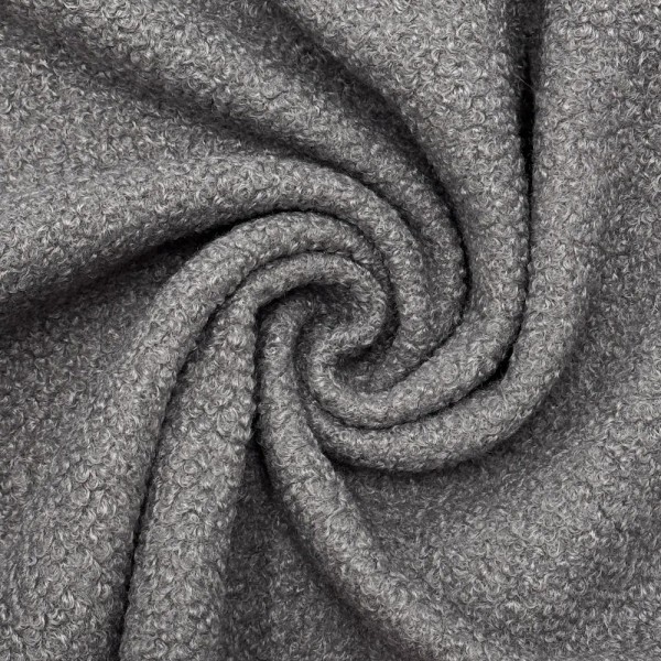 Tissu Polyester Fausse Fourrure Mouton Gris Clair Uni - Coupon 200cm x 145cm