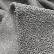 Tissu Polyester Fausse Fourrure Mouton Gris Clair Uni - Coupon 200cm x 145cm