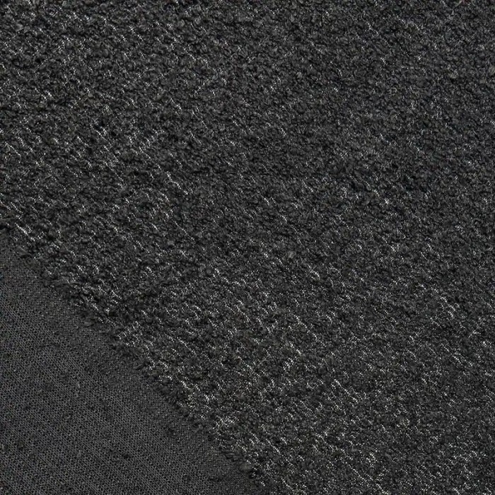 Tissu Maille Bouclette Polyester Acrylique Noire Uni - Coupon 300cm x 160cm