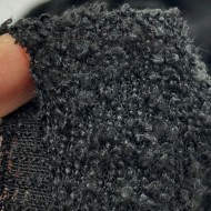 Tissu Maille Bouclette Polyester Acrylique Noire Uni - Coupon 300cm x 160cm
