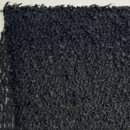 Tissu Maille Bouclette Polyester Acrylique Noire Uni - Coupon 300cm x 160cm