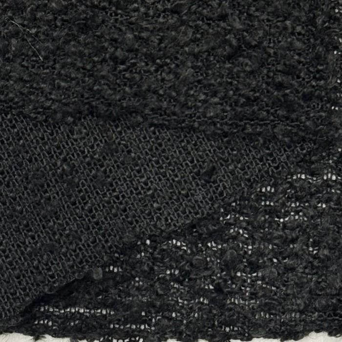 Tissu Maille Bouclette Polyester Acrylique Noire Uni - Coupon 300cm x 160cm
