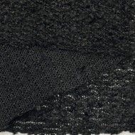 Tissu Maille Bouclette Polyester Acrylique Noire Uni - Coupon 300cm x 160cm