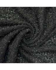 Tissu Maille Bouclette Polyester Acrylique Noire Uni - Coupon 300cm x 160cm