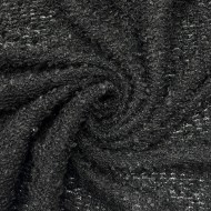 Tissu Maille Bouclette Polyester Acrylique Noire Uni - Coupon 300cm x 160cm