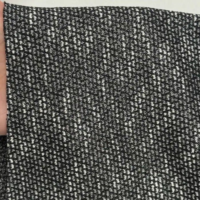 Tissu Maille Chiné Polyester Viscose Noir Effet Moucheté - Coupon 300cm x 160cm