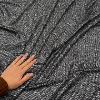 Tissu Maille Chiné Polyester Viscose Noir Effet Moucheté - Coupon 300cm x 160cm