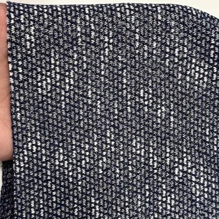 Tissu Maille Chiné Polyester Viscose Marine Effet Moucheté - Coupon 300cm x160cm