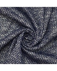 Tissu Maille Chiné Polyester Viscose Marine Effet Moucheté - Coupon 300cm x160cm
