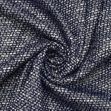 Tissu Maille Chiné Polyester Viscose Marine Effet Moucheté - Coupon 300cm x160cm