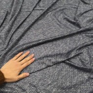 Tissu Maille Chiné Polyester Viscose Marine Effet Moucheté - Coupon 300cm x160cm