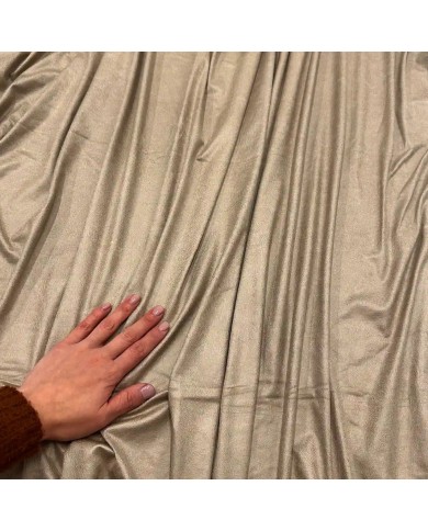 Tissu Suédine Foil Beige Uni Effet Brillant - Coupon 300cm x145cm