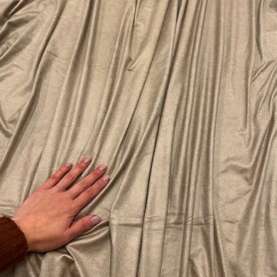 Tissu Suédine Foil Beige Uni Effet Brillant - Coupon 300cm x145cm