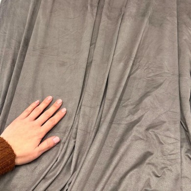 Tissu Suédine Polyester Élasthanne Gris Taupe Uni - Coupon 300cm x145cm