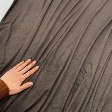 Tissu Suédine Polyester Élasthanne Marron Uni - Coupon 300cm x145cm