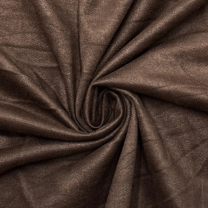 Tissu Suédine Polyester Élasthanne Chocolat Marron Foncé Uni - Coupon 300cm x145cm