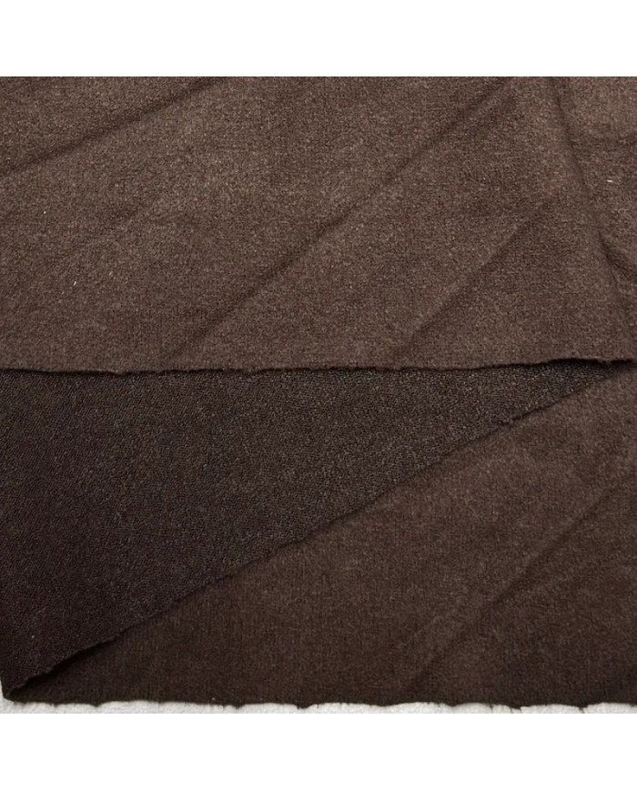 Coupon De Tissu Suédine Polyester Marron - Envers Satiné - 118 Cm De Large X 300 Cm De Long - Neuf