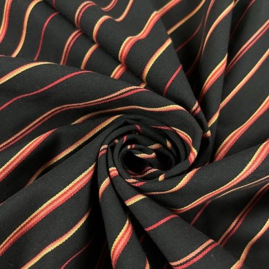 Tissu polyester à rayure noir multi-couleurs Tissu polyester à rayure noir multi-couleurs