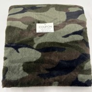 Tissu Doudou Polyester Camouflage Kaki  - Coupon 300cm x150cm