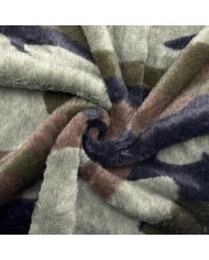 Tissu Doudou Polyester Camouflage Kaki  - Coupon 300cm x150cm