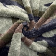 Tissu Doudou Polyester Camouflage Kaki  - Coupon 300cm x150cm