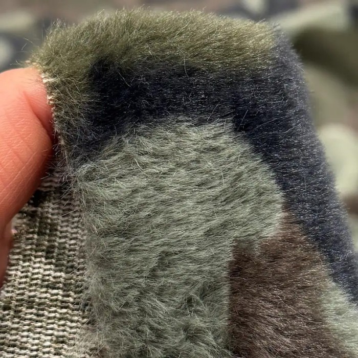 Tissu Doudou Polyester Camouflage Kaki  - Coupon 300cm x150cm