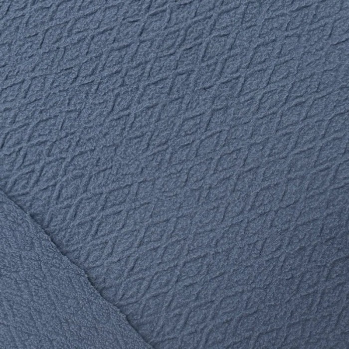 Tissu Polaire Polyester Gaufrée Losange Bleu Ardoise Uni- Coupon 200cm x180cm
