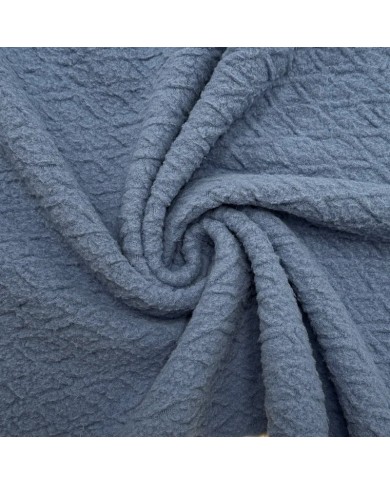 Tissu Polaire Polyester Gaufrée Losange Bleu Ardoise Uni- Coupon 200cm x180cm