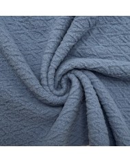 Tissu Polaire Polyester Gaufrée Losange Bleu Ardoise Uni- Coupon 200cm x180cm