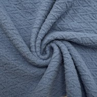 Tissu Polaire Polyester Gaufrée Losange Bleu Ardoise Uni- Coupon 200cm x180cm