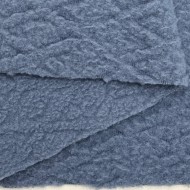 Tissu Polaire Polyester Gaufrée Losange Bleu Ardoise Uni- Coupon 200cm x180cm