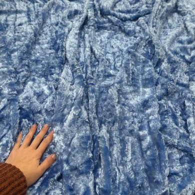 Tissu Doudou Polyester Bleu Ciel Uni- Coupon 200cm x200cm