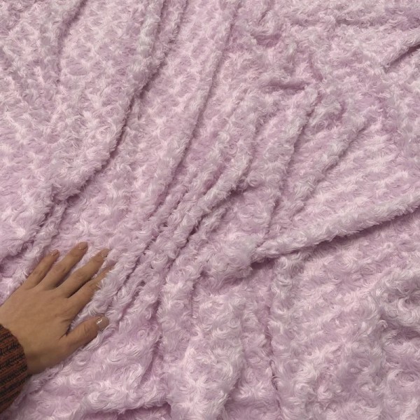 Tissu Doudou Polyester Effet Roses Lila Uni- Coupon 200cm x150cm