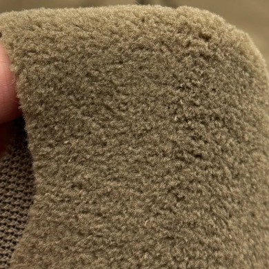 Tissu Fausse Fourrure Sherpa Ourson Polyester Kaki Taupe Uni- Coupon 150cm x 200cm