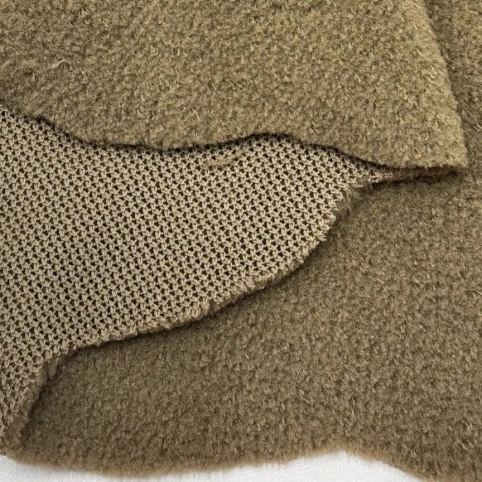 Tissu Fausse Fourrure Sherpa Ourson Polyester Kaki Taupe Uni- Coupon 150cm x 200cm