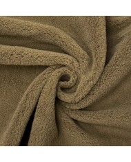 Tissu Fausse Fourrure Sherpa Ourson Polyester Kaki Taupe Uni- Coupon 150cm x 200cm