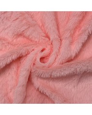 Tissu Doudou Polyester Poils Longs Rose Pastel Uni- Coupon 200cm x 200cm