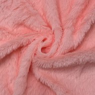 Tissu Doudou Polyester Poils Longs Rose Pastel Uni- Coupon 200cm x 200cm