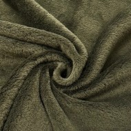 Tissu Polaire Polyester Vert Kaki Foncé Uni- Coupon 150cm x 200cm