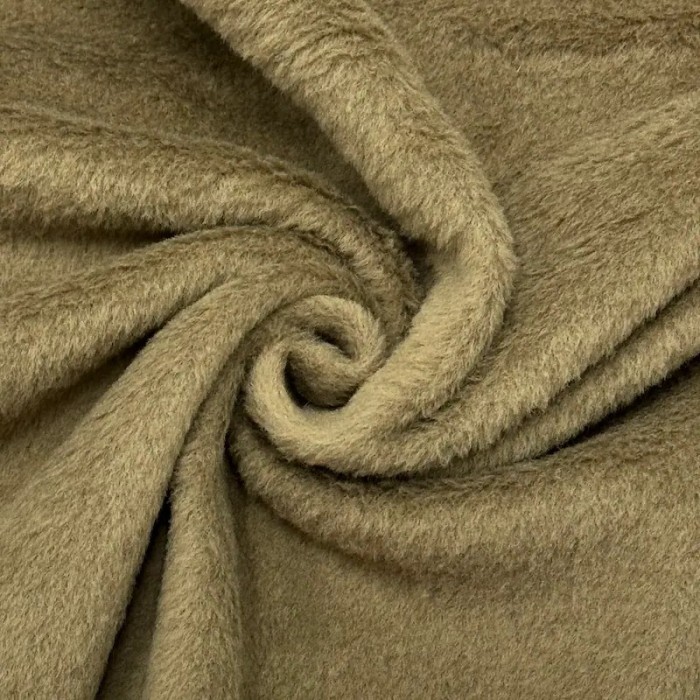 Tissu Polaire Polyester Taupe Kaki Uni- Coupon 150cm x 200cm