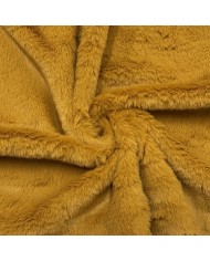 Tissu Doudou Polyester Poils Court Moutard Uni- Coupon 150cm x 200cm