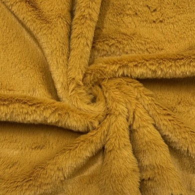 Tissu Doudou Polyester Poils Court Moutard Uni- Coupon 150cm x 200cm