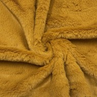 Tissu Doudou Polyester Poils Court Moutard Uni- Coupon 150cm x 200cm